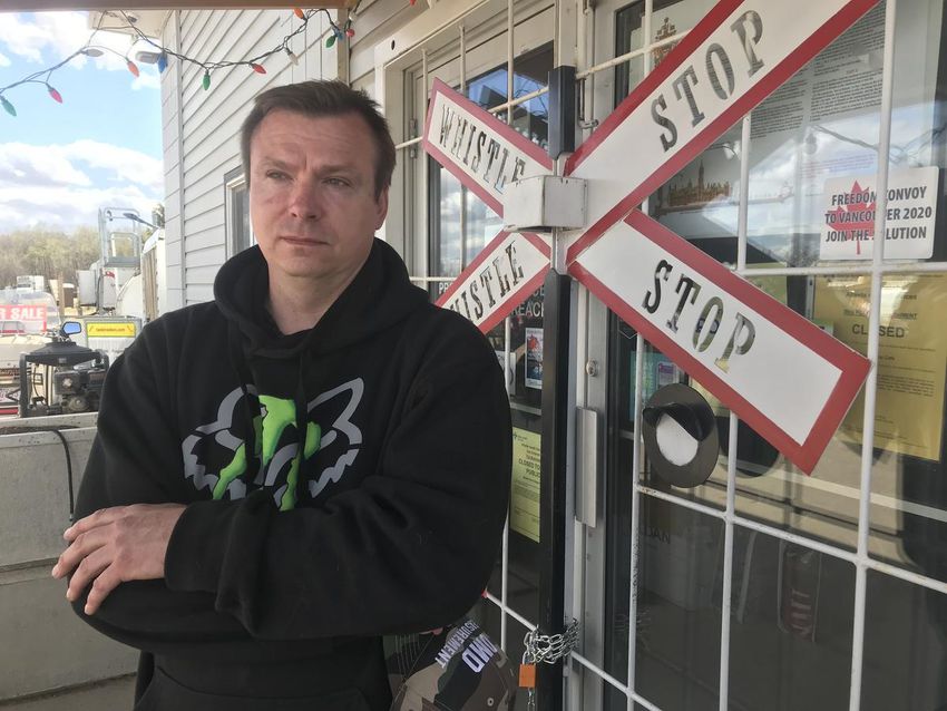 Chris Scott, owner of the Whistle Stop Cafe in Mirror, Alta., says he's standing up for his rights and bucking public health measures.